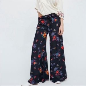 FREE PEOPLE FP ONE | floral high rise wide leg pants